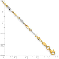 10K Two-Tone Polished Fancy Link 9" Plus 1" Extender Anklet - Elegant Gold Design