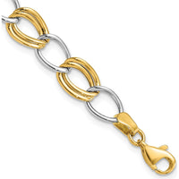 10K Two-Tone Polished Open Link Bracelet - 7.5" Length