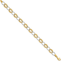 10K Two-Tone Polished Open Link Bracelet - 7.5" Length