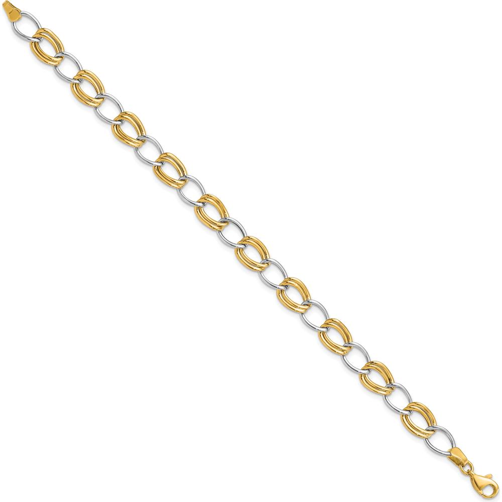 10K Two-Tone Polished Open Link Bracelet - 7.5" Length