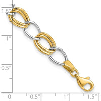 10K Two-Tone Polished Open Link Bracelet - 7.5" Length
