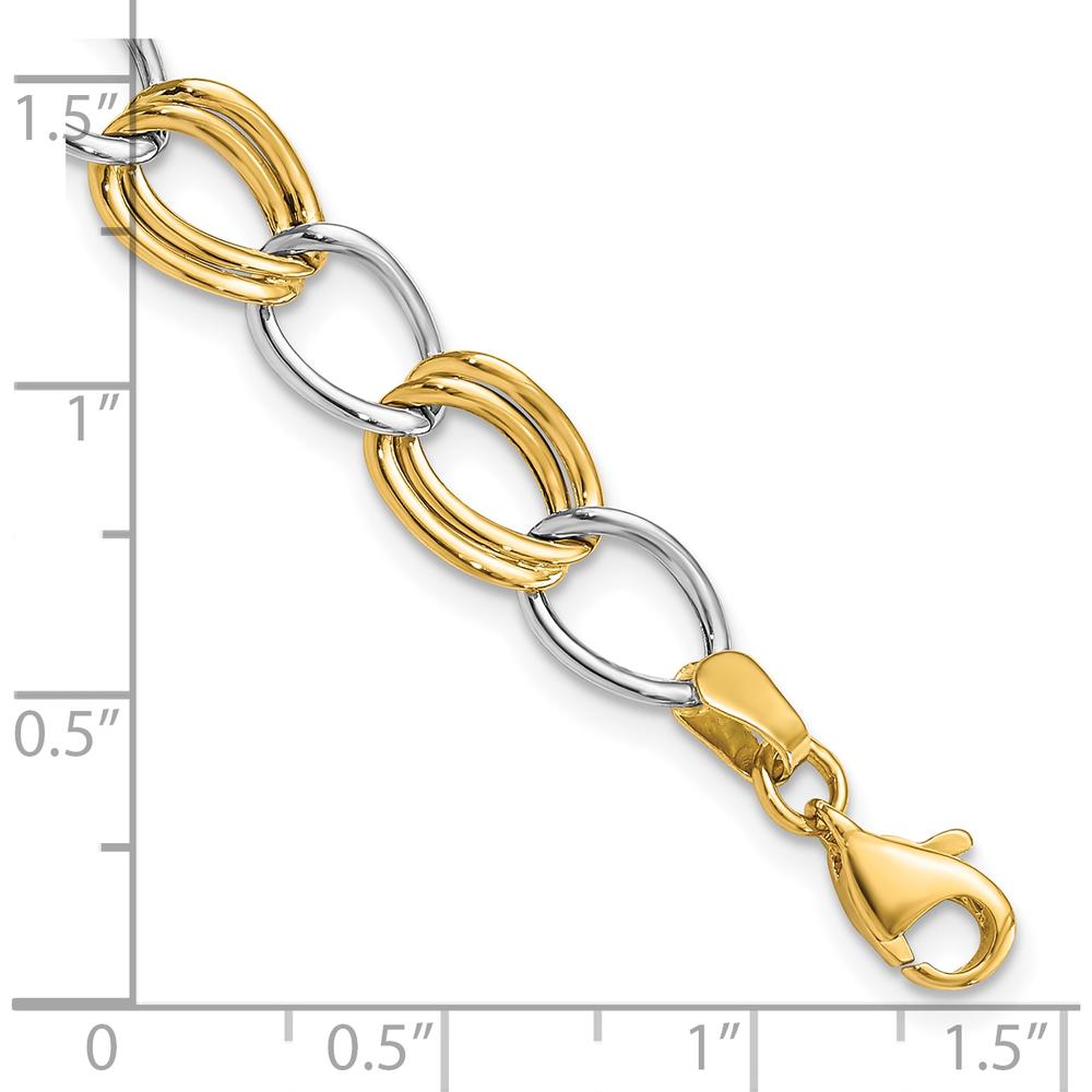 10K Two-Tone Polished Open Link Bracelet - 7.5" Length