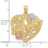 10K Two-Tone Yellow Gold Heart Pendant with Rhodium Accents - Daughter Charm