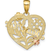 10K Two-Tone Yellow Gold Heart Pendant with Rhodium Accents - Daughter Charm