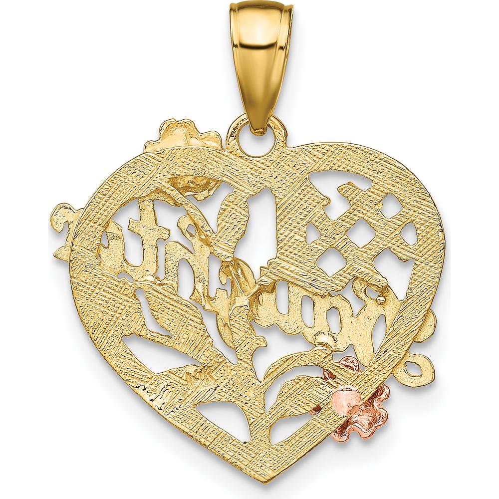 10K Two-Tone Yellow Gold Heart Pendant with Rhodium Accents - Daughter Charm