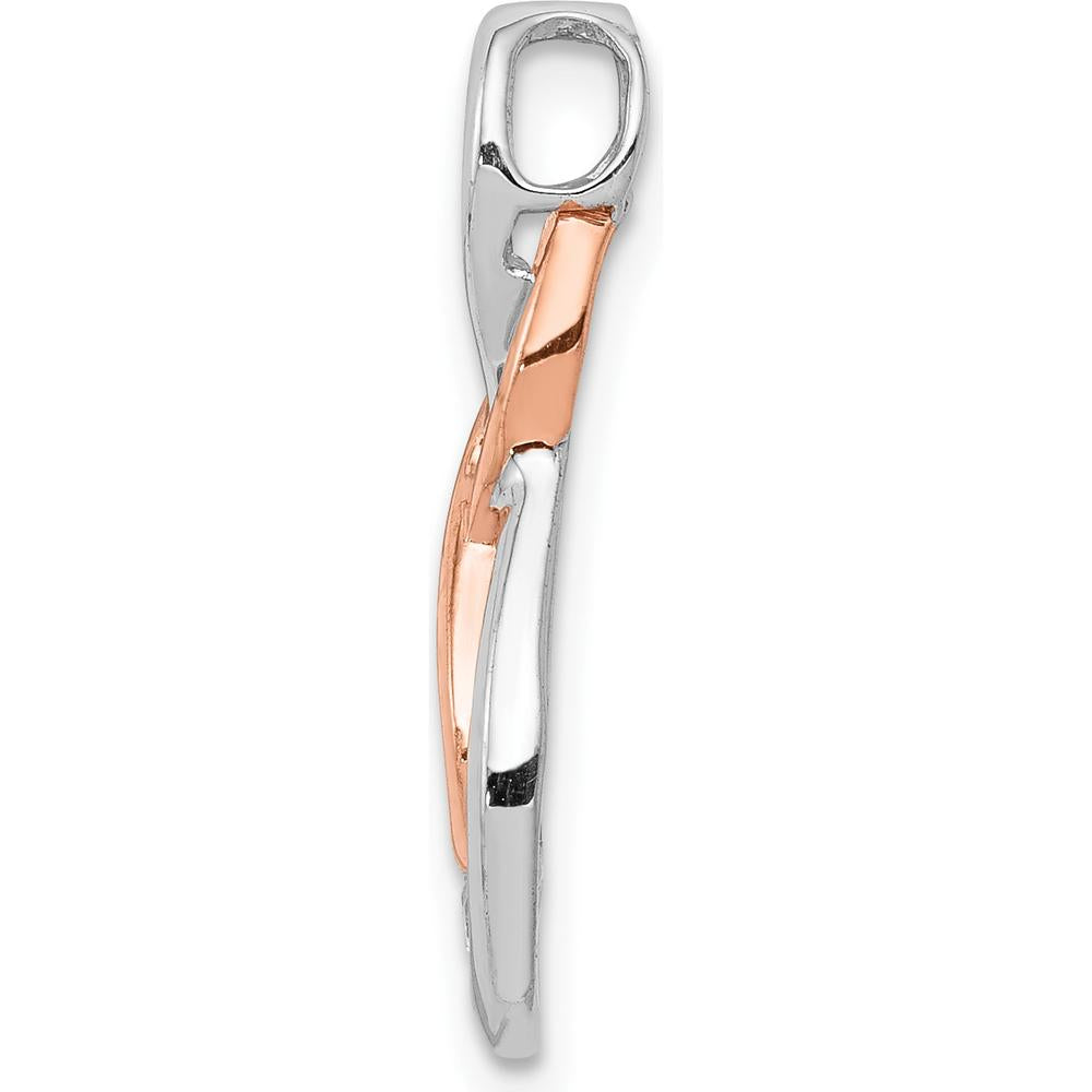 10K White and Rose Gold Double Infinity Diamond Slide Pendant with 3-Prong Set Diamonds by Oro Pregiato