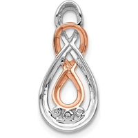 10K White and Rose Gold Double Infinity Diamond Slide Pendant with 3-Prong Set Diamonds by Oro Pregiato