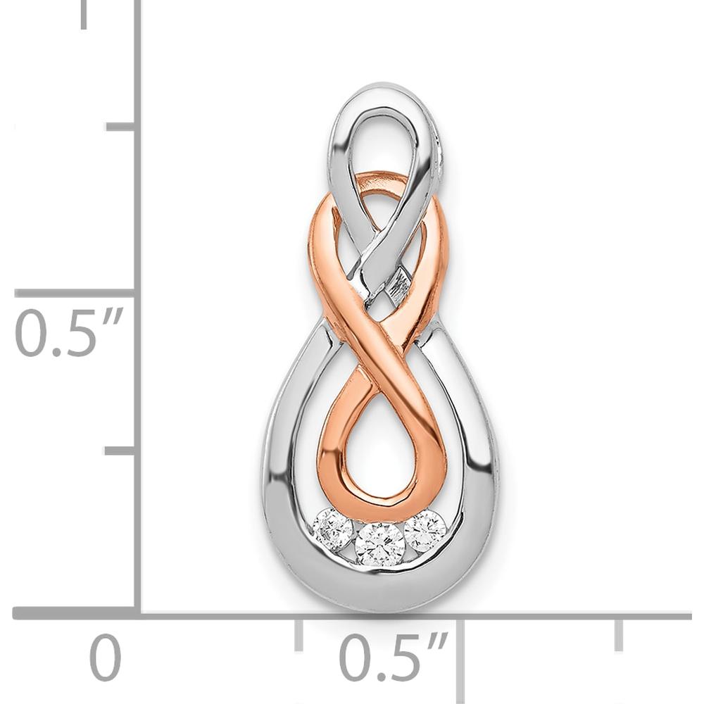 10K White and Rose Gold Double Infinity Diamond Slide Pendant with 3-Prong Set Diamonds by Oro Pregiato