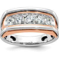 10K White and Rose Gold Men's 5-Stone Diamond Band Ring - 1.00 Carats Total Diamond Weight by IBGoodman