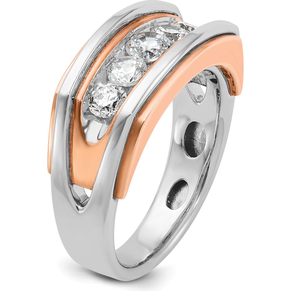 10K White and Rose Gold Men's 5-Stone Diamond Band Ring - 1.00 Carats Total Diamond Weight by IBGoodman