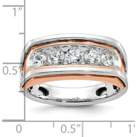 10K White and Rose Gold Men's Polished 5-Stone Diamond Ring - 1 Carats Total Diamond Weight by IBGoodman