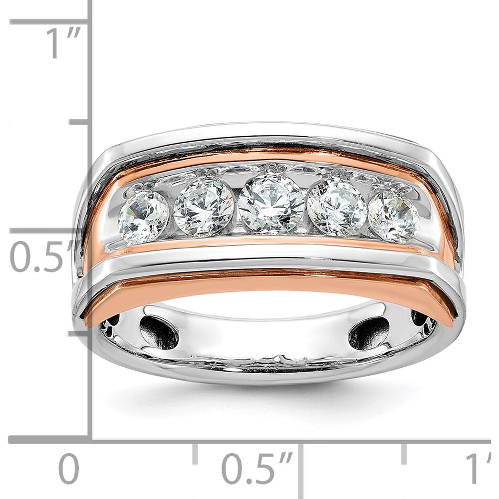 10K White and Rose Gold Men's Polished 5-Stone Diamond Ring - 1 Carats Total Diamond Weight by IBGoodman