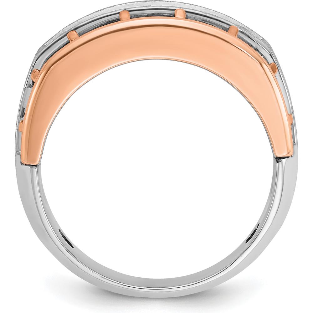 10K White and Rose Gold Men's Polished Satin 5-Stone Diamond Ring - 1 Carat Total Diamond Weight by IBGoodman