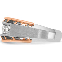10K White and Rose Gold Men's Polished Satin 5-Stone Diamond Ring - 1 Carat Total Diamond Weight by IBGoodman