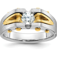 10K White and Yellow Gold Men's Band Ring with 0.5 Carats Round Diamond by IBGoodman