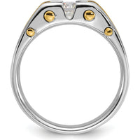 10K White and Yellow Gold Men's Band Ring with 0.5 Carats Round Diamond by IBGoodman