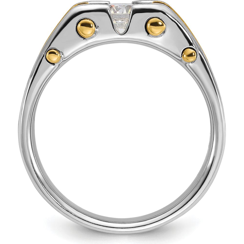 10K White and Yellow Gold Men's Band Ring with 0.5 Carats Round Diamond by IBGoodman