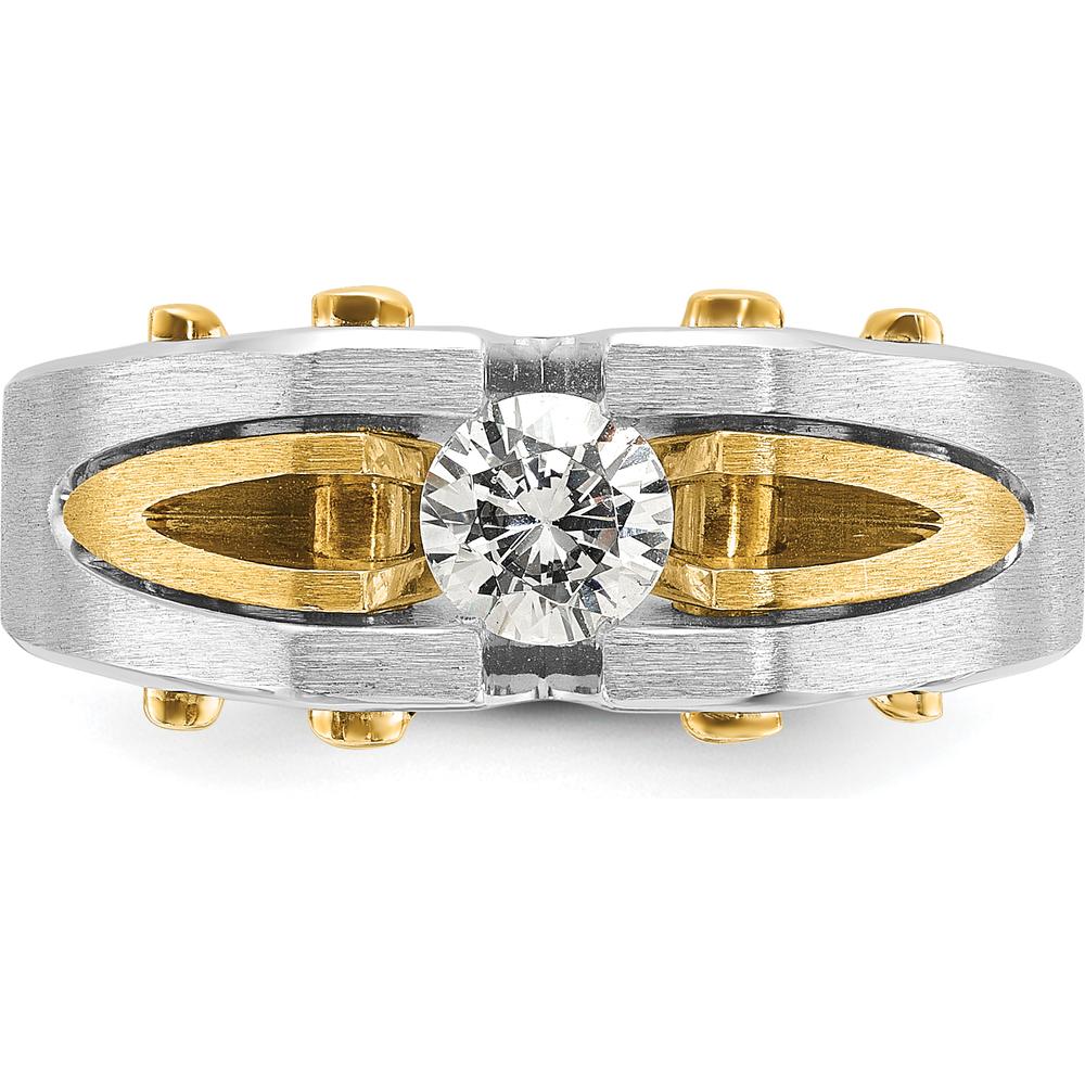 10K White and Yellow Gold Men's Band Ring with 0.5 Carats Round Diamond by IBGoodman