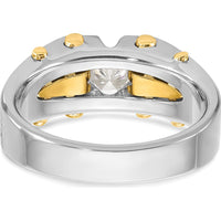 10K White and Yellow Gold Men's Band Ring with 0.5 Carats Round Diamond by IBGoodman