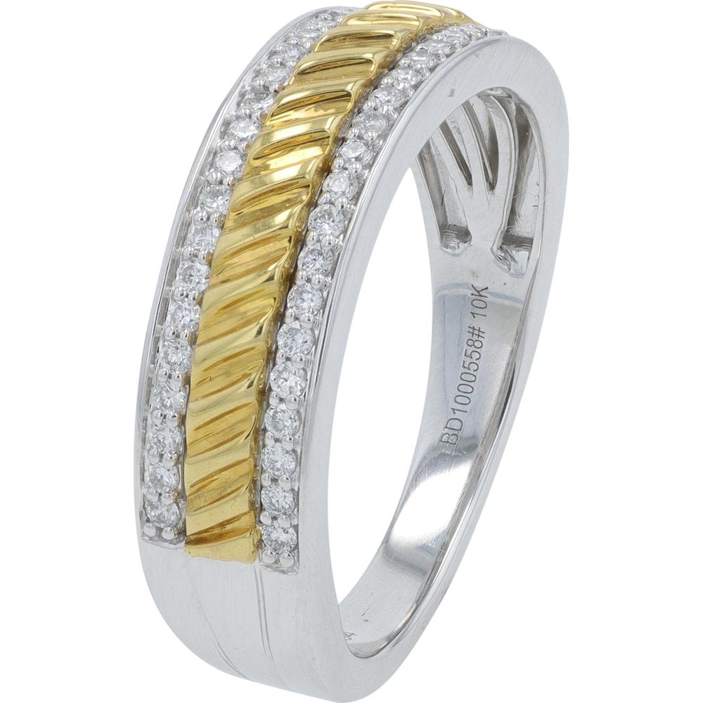 10K White & Yellow Gold Two-Tone Gents Wedding Band with 0.33 Carat Total Lab Grown Diamonds