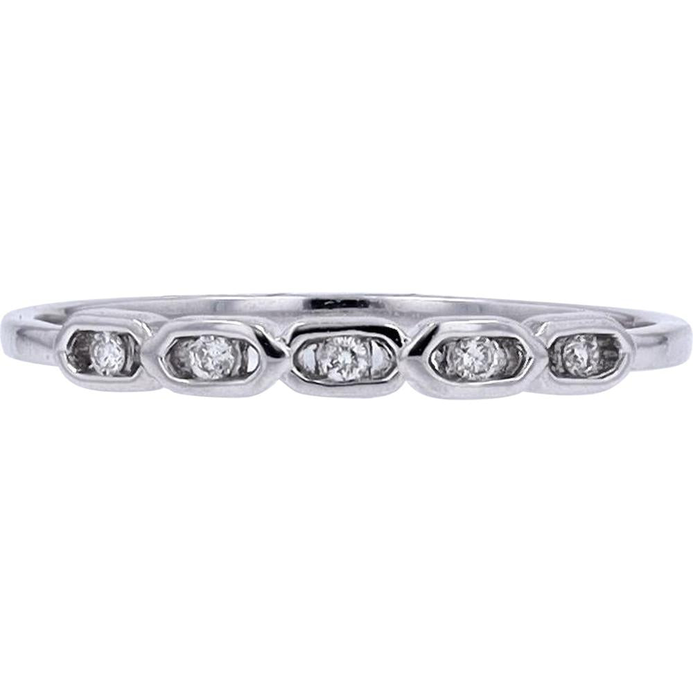 10K White Gold 0.045 Carat Total Diamond Band with Five Round Diamonds