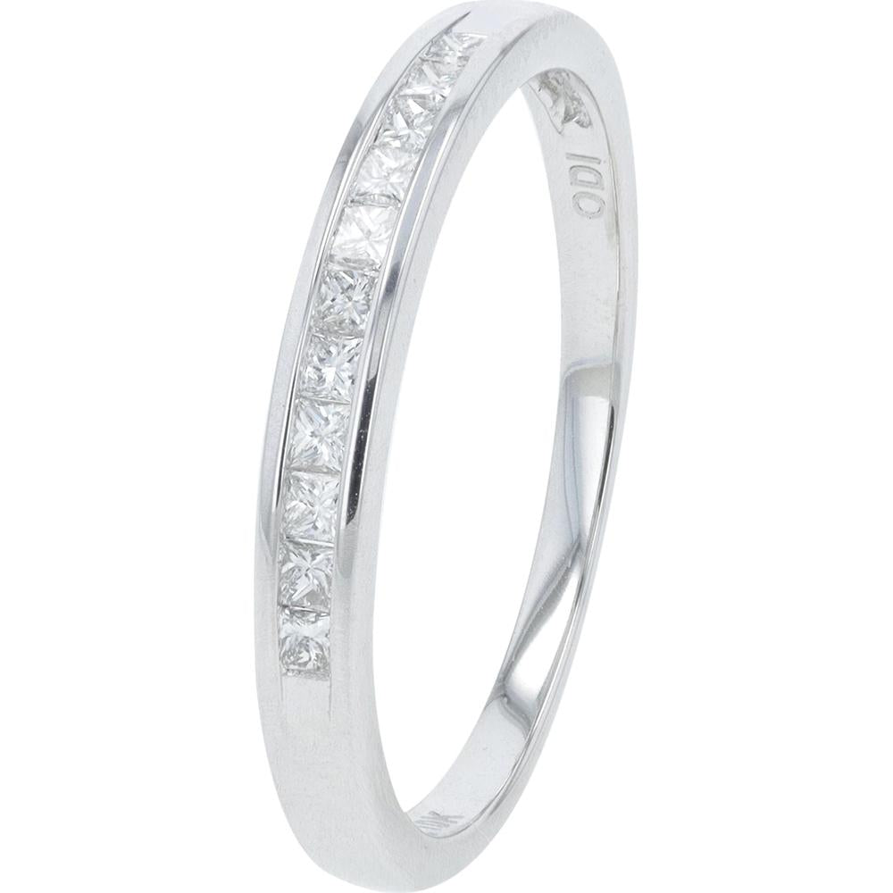 10K White Gold 0.20 Carat Diamond Band with Princess - Cut Diamonds - Sleek Channel Set