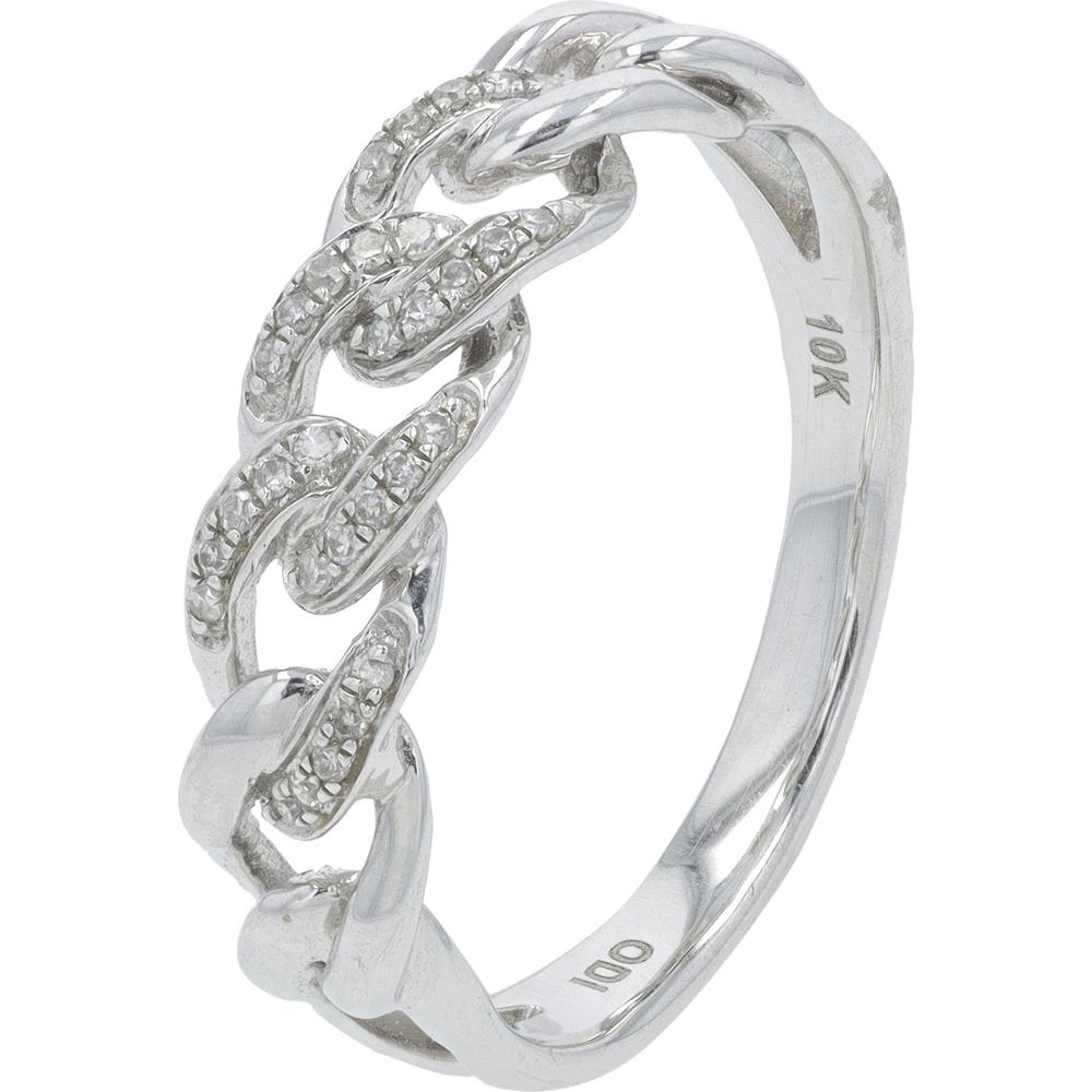 10K White Gold 0.25 Carat Total Diamond Chain Link Band Ring - Women's