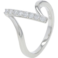 10K White Gold 0.30 Carat Diamond Bar Ring - 7 Round Prong Set Diamonds