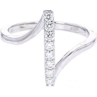 10K White Gold 0.30 Carat Diamond Bar Ring - 7 Round Prong Set Diamonds