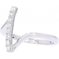 10K White Gold 0.30 Carat Diamond Bar Ring - 7 Round Prong Set Diamonds