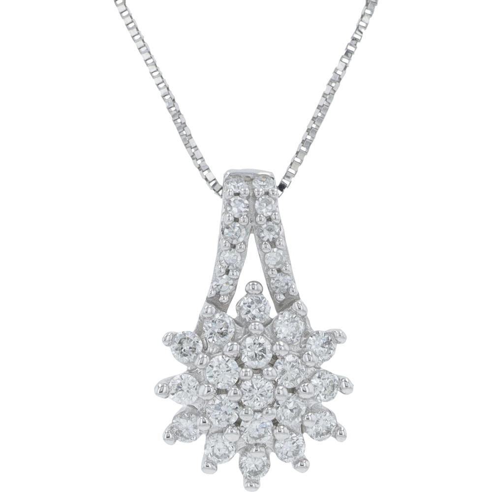 10K White Gold 0.33 Carat Total Diamond Pendant with Lab - Grown Diamonds