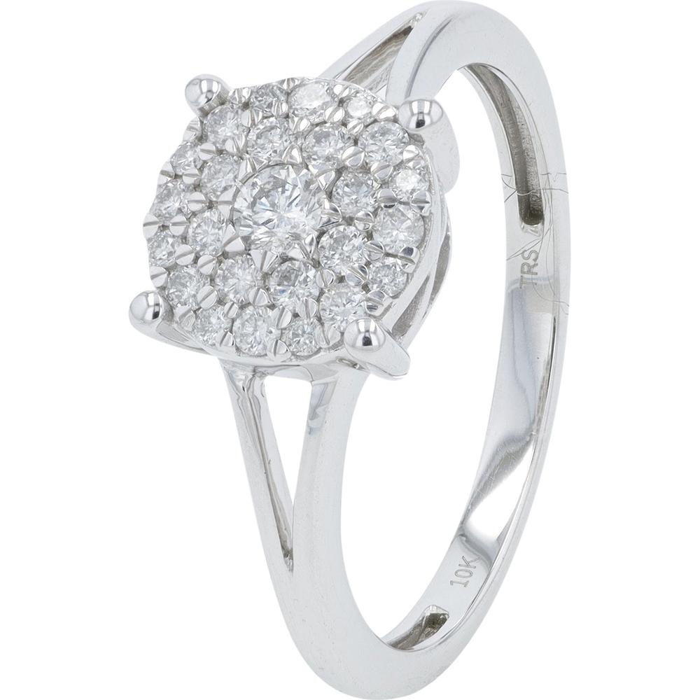 10K White Gold 0.33 Carat Total Weight Diamond Cluster Engagement Ring