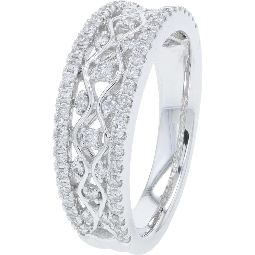 10K White Gold 0.50 Carat Diamond Band with Prong Set Round Diamonds