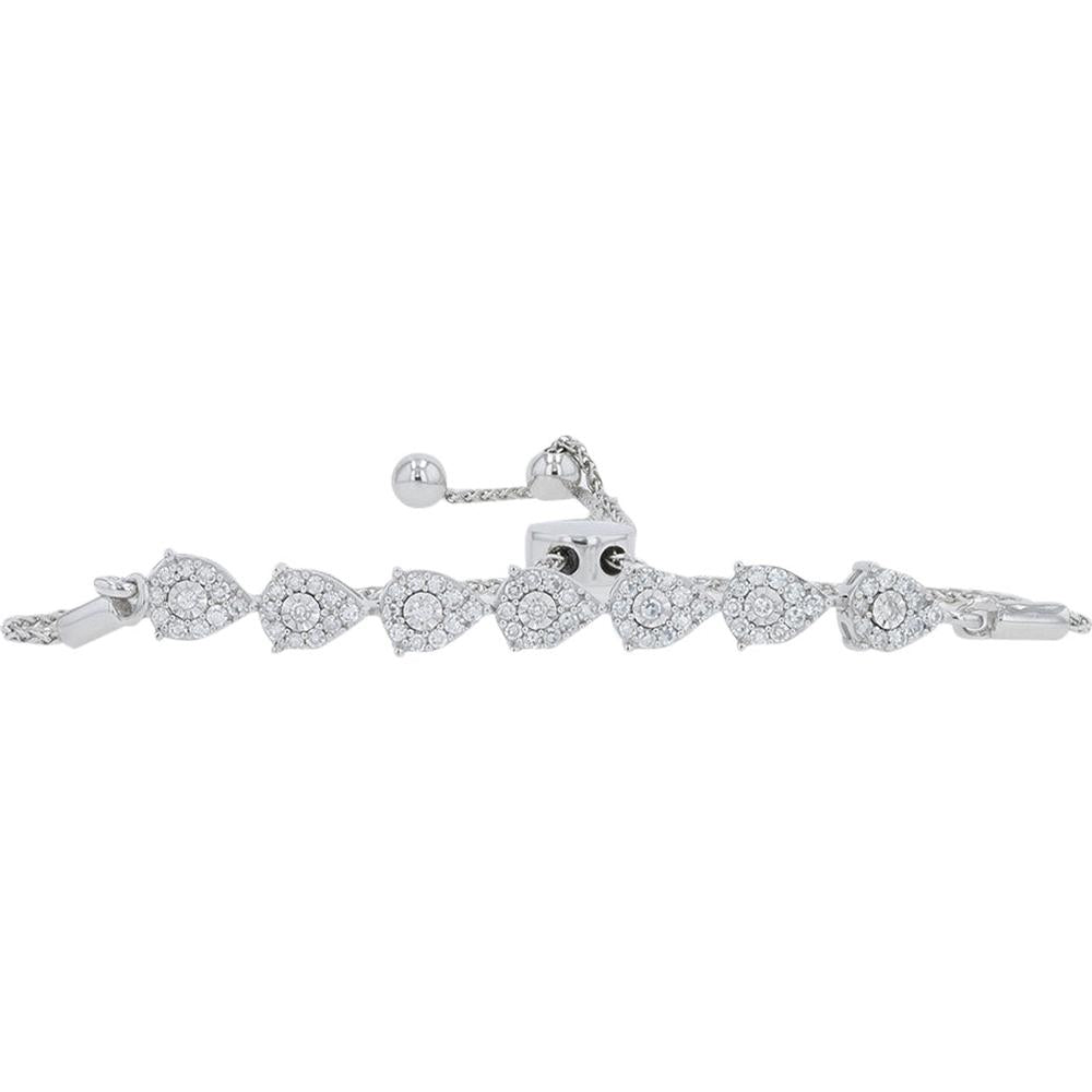 10K White Gold 0.50 Carat Lab Grown Diamond Tennis Bracelet - Elegant Pear - Shaped Setting