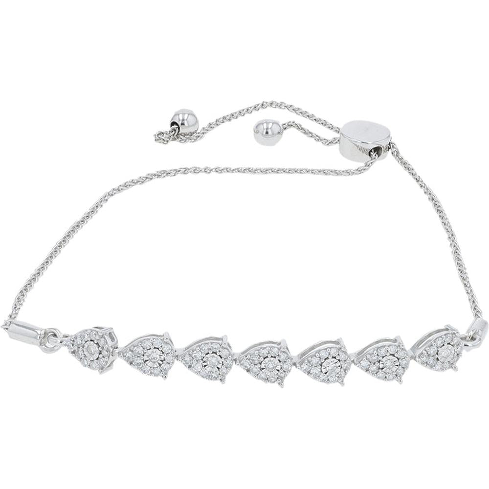 10K White Gold 0.50 Carat Lab Grown Diamond Tennis Bracelet - Elegant Pear - Shaped Setting