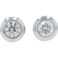 10K White Gold 0.50 Carat Round Diamond Bezel Set Stud Earrings - 0.50 Carat Total Diamond Weight