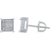 10K White Gold 0.50 Carat Total Diamond Square Cluster Stud Earrings