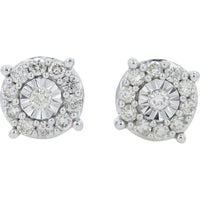 10K White Gold 0.50 Carat Total Diamond Weight Round Brilliant - Cut Halo Stud Earrings