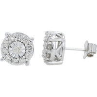 10K White Gold 0.50 Carat Total Diamond Weight Round Brilliant - Cut Halo Stud Earrings