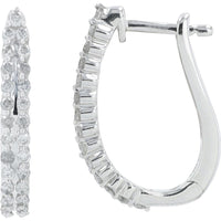 10K White Gold 0.50 Carats Diamond Hoop Earrings