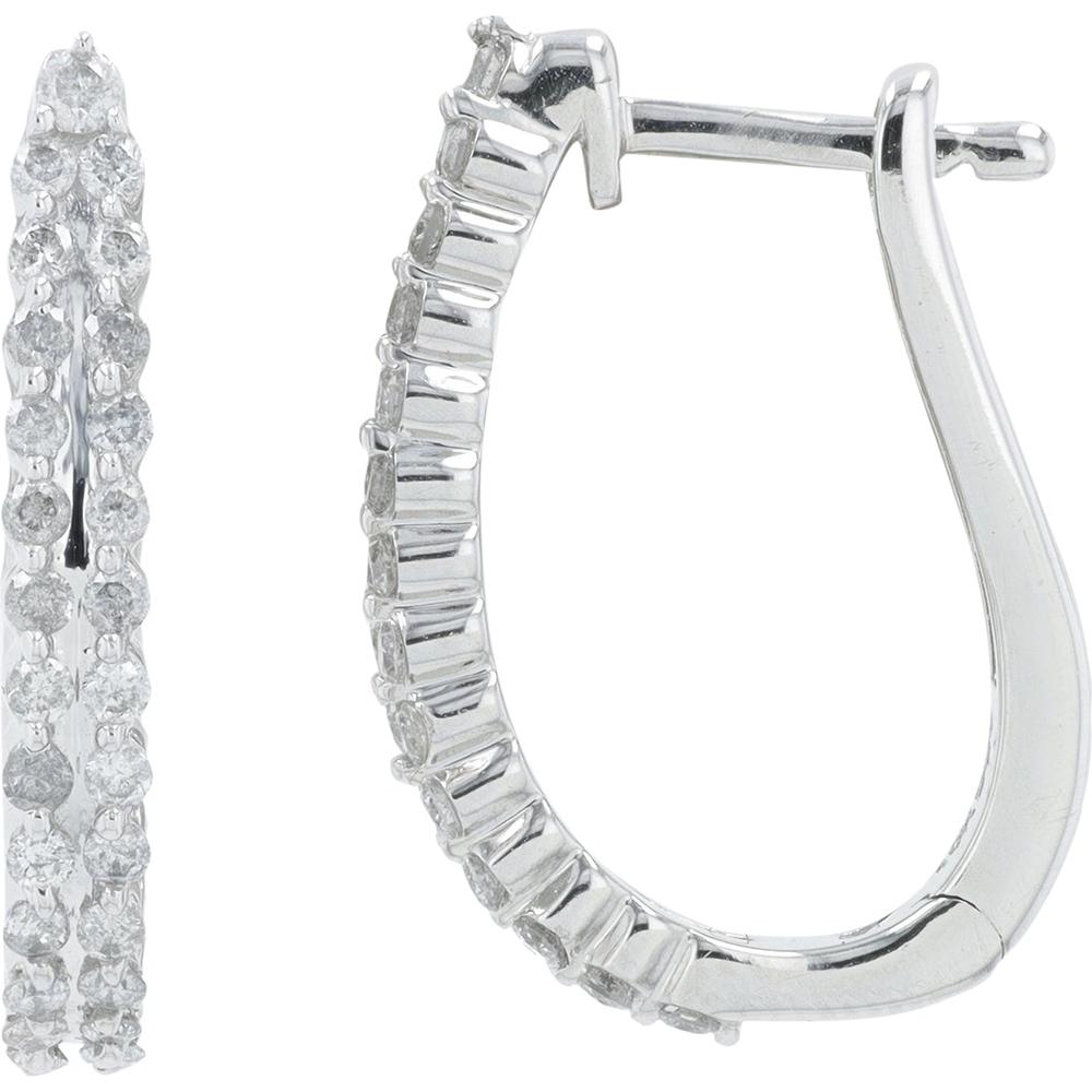 10K White Gold 0.50 Carats Diamond Hoop Earrings