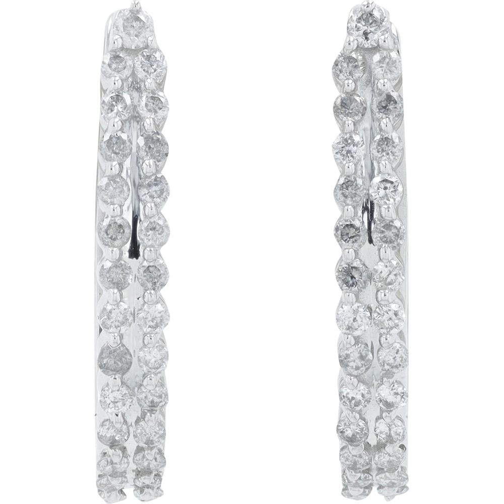 10K White Gold 0.50 Carats Diamond Hoop Earrings