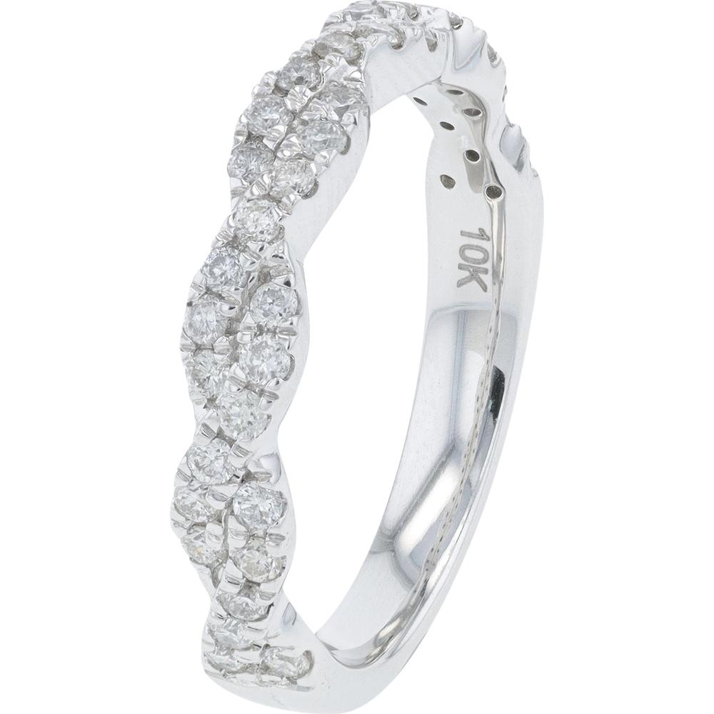 10K White Gold 0.50 Total Carat Weight Diamond Crossover Band