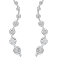 10K White Gold 0.62 Carats Total Carats Weight Diamond Journey Earrings with Milgrain Detailing