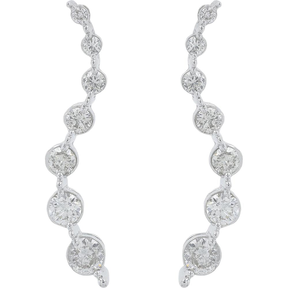 10K White Gold 0.62 Carats Total Carats Weight Diamond Journey Earrings with Milgrain Detailing