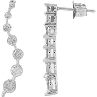 10K White Gold 0.62 Carats Total Carats Weight Diamond Journey Earrings with Milgrain Detailing