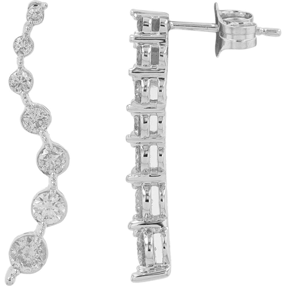10K White Gold 0.62 Carats Total Carats Weight Diamond Journey Earrings with Milgrain Detailing