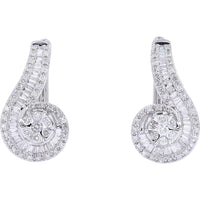 10K White Gold 1.00 Carat Total Weight Swirl Diamond Drop Earrings