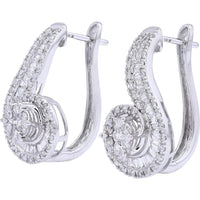 10K White Gold 1.00 Carat Total Weight Swirl Diamond Drop Earrings