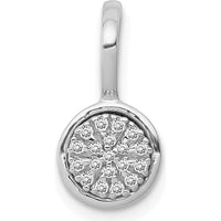 10K White Gold 1/10 Carat. Diamond Circle Cluster Pendant by Oro Pregiato